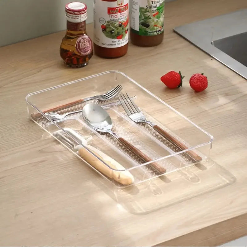 X2 Organizador Cubiertos Utensilios Servicios Cocina Cajones Transparente