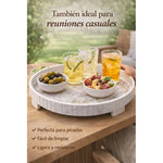 Bandeja Redonda De Servir De Melamina Grano De Madera 30cm