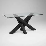 Mesa Comerdor Paris Rectangular Cubierta Vidrio 6 Personas Vidrio Negra