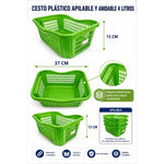 3 Cestas Apilables Organizadoras Anidable De 4 Litros Verde