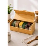 Caja Panera De Bambú Con Tapa Abatible Organizador De Cocina Madera Caja