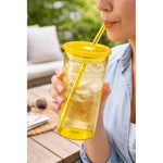 Vaso De Vidrio Con Bombilla Cilindro Para Bebidas Y Frías
