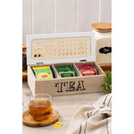 Caja De Madera Para Te 3 Divisiones Rectangular Organizador Madera-blaco