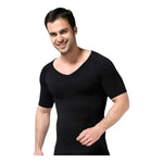 Camiseta Modeladora Manga Corta Con Cuello En V Sin Costura Negro Xl-xxl