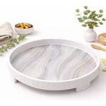 Bandeja Redonda De Servir De Melamina Grano De Madera 26cm