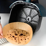 50 Platos Papel Airfryer Antiadherente 20cm Desechables Marrón Claro