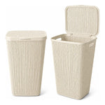 X2 Canasto De Plastico Para Ropa Sucia Con Tapa Calado Cesto Beige Con Tapa