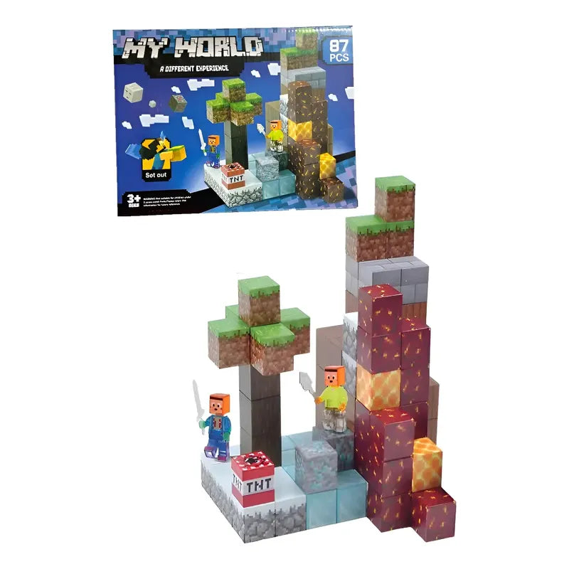 Minecraft Set Cubos Magnéticos Caja Pixel Diseños 87 Piezas 87 Minecraft