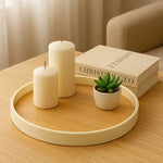 Bandeja Redonda De Servir De Melamina Grano De Madera 30cm