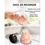Pack 2 Saleros Molinillos Acero Inox Sal, Pimienta, Especias Plateado