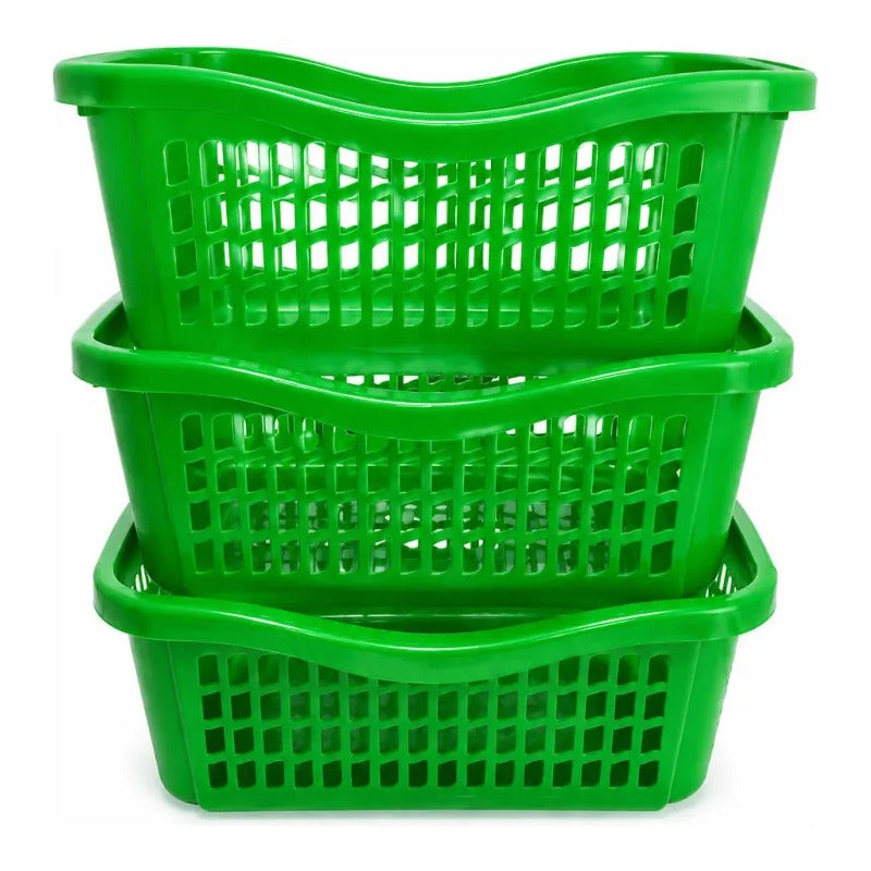 3 Cestas Apilables Organizadoras Anidable De 4 Litros Verde