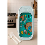 Lonchera Taper Hérmetico  + Cubiertos Infantil Capibara