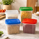 Pack4 Taper Hermetico Contenedor Plastico Con Tapa 1.8lts 4 Tapas Colores Surtidos