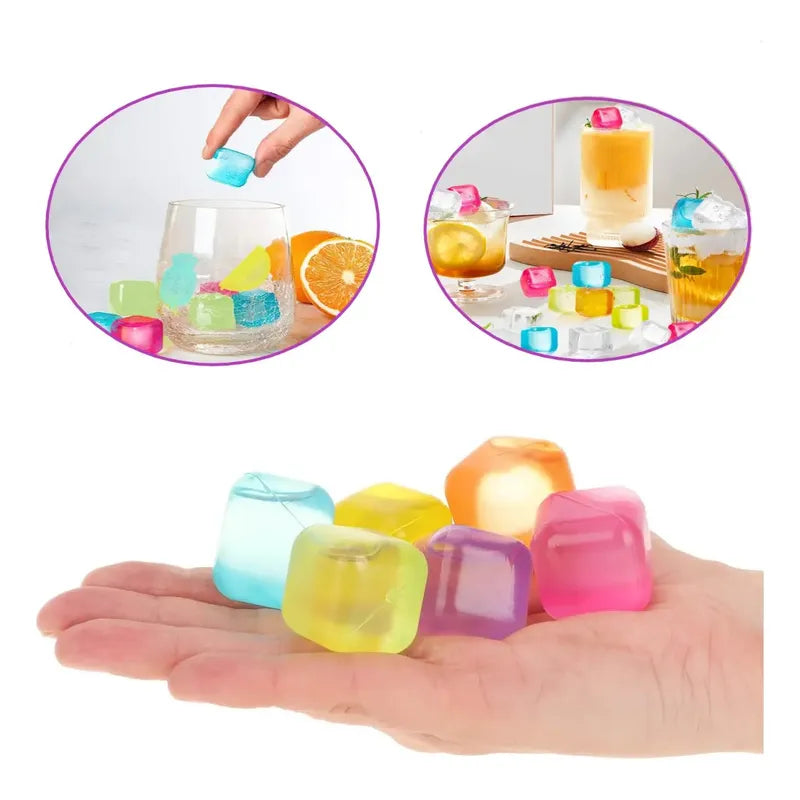 12 Cubos De Hielo Artificial Reutilizables Colores Y Blanco