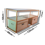Rack Mueble Tv Moderno Dorado Con Organizadores 2 Niveles Dorado