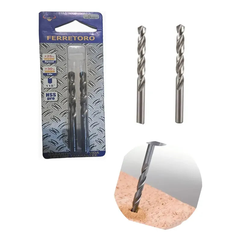 Pack De 2 Brocas De Metal  5mm Acero Inoxidable