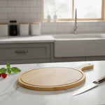 Tabla Para Picar Pizza De Bambu Con Mango Pizzera 42x28cm Redonda Bambú