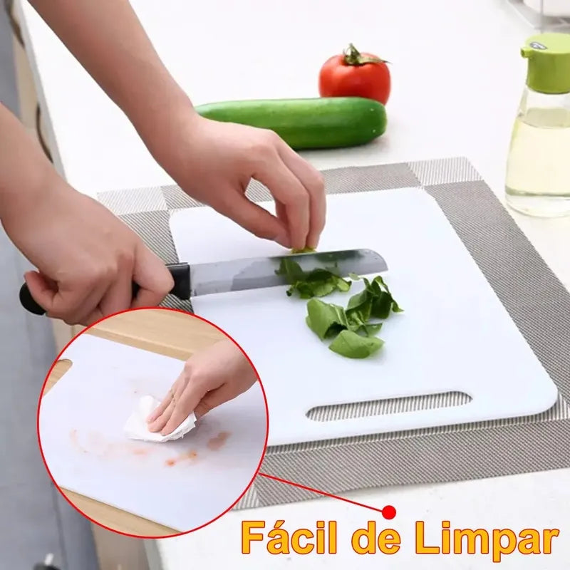 Tabla Para Picar De Plástico Rectangular Con Manija Y Apta