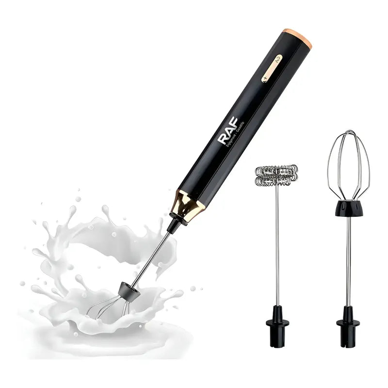 Batidor Espumador De Leche Eléctrico 3 En 1 Acero Inoxidable Negro