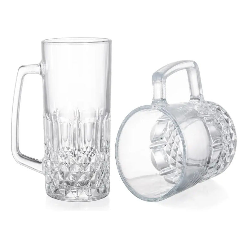 Set De 2 Vasos De Vidrio Cervecero Vaso Shopero De 500 Ml Transparente