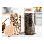 Pack 6 Frascos 700ml Para Condimentos Especias Tapa Bambú Color Transparente