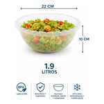 Ensaladera Bowl Redondo Plastico Recipiente Multiuso 1,9lts Transparente