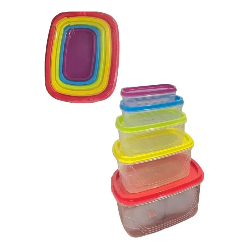 5 Contenedores Hermeticos Rectangular Taper Pote Plastico