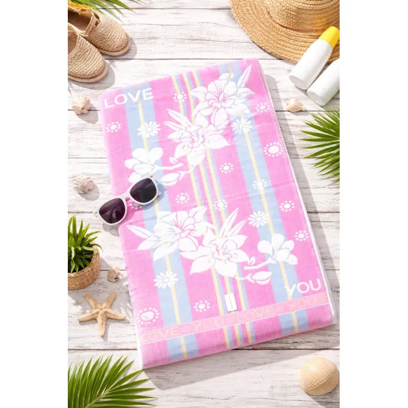 Toalla Microfibra Love Secado Rapido Grande Rosa 70 X 140 Cm
