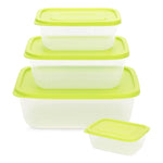 Set 4 Tupper Hermetico De Plastico Para Comida Cuadrados Verde Lima