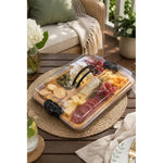 Bandeja De Bambú Para Snacks Picoteo Tapa Y Asa Superior Bambú