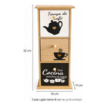 Caja De Madera Para Té Y Café Organizador 3 Cajones Hogar Marrón