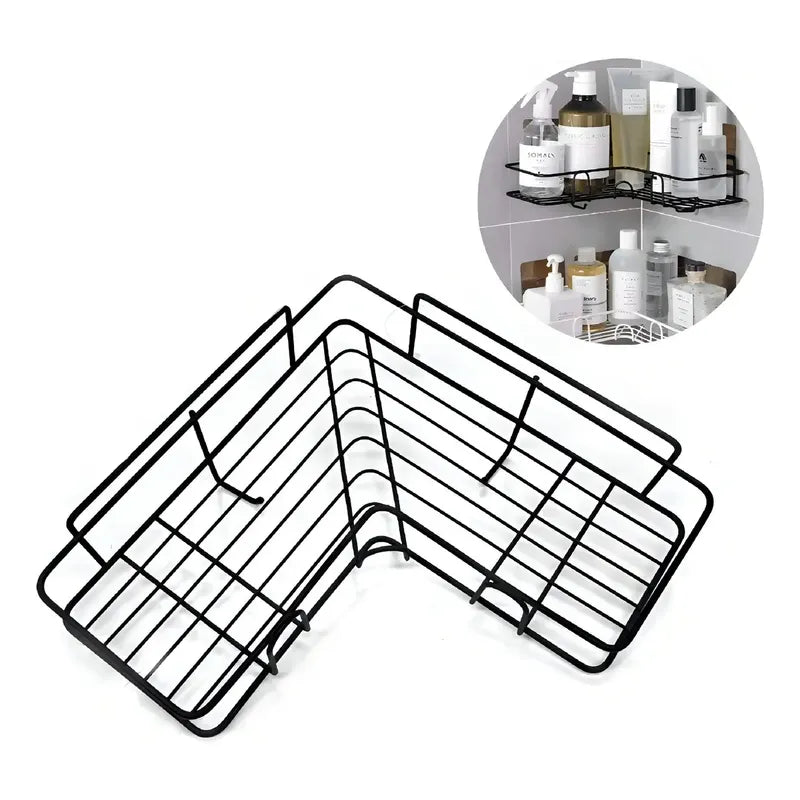 Esquinero Ducha Qatar Shop Negro Autoadhesivo Acero Resistente Agua