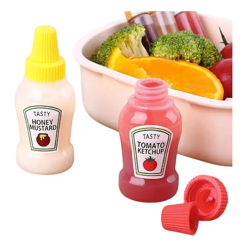 Botellas Pequeña De Salsa Y Mayo Tomate Portatil Tapa