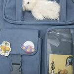 Mochila Escolar Kawaii Estilo Coreano Juvenil Viaje Colegio Azul Acero Liso