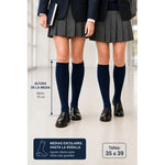 Pack 2 Pares Calcetines Bucaneras Escolares Hasta La Rodilla Azul Oscuro Líneas 35-39