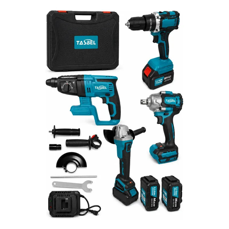 Taladro Esmeril Sierra Llave Impacto Inalambricas Kit 4 Pcs