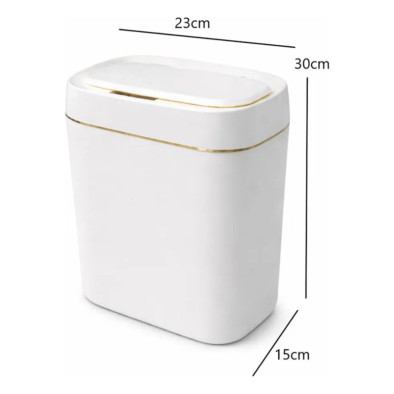Basurero Automatico Con Sensor De Movimiento Blanco Papelera Blanco