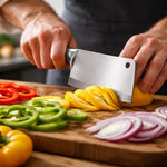 Cuchillo De Cocina De Hacha Machete Acero Inoxidable Grande Plateado