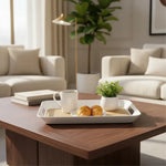 Bandeja De Melamina De Servir Bandeja Rectangular Con Asa Bambú Natural