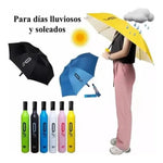 Paraguas Plegable Con Forma De Botella Negra, Antirayos Uv