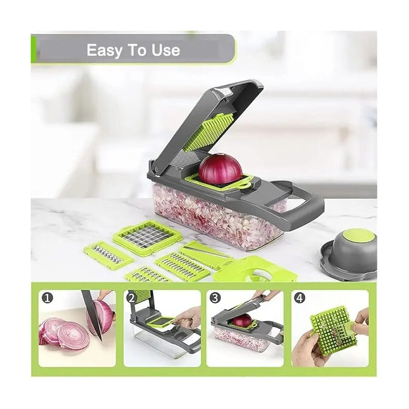 Picador De Verduras Multiusos Preparación Rápida 16 Pcs