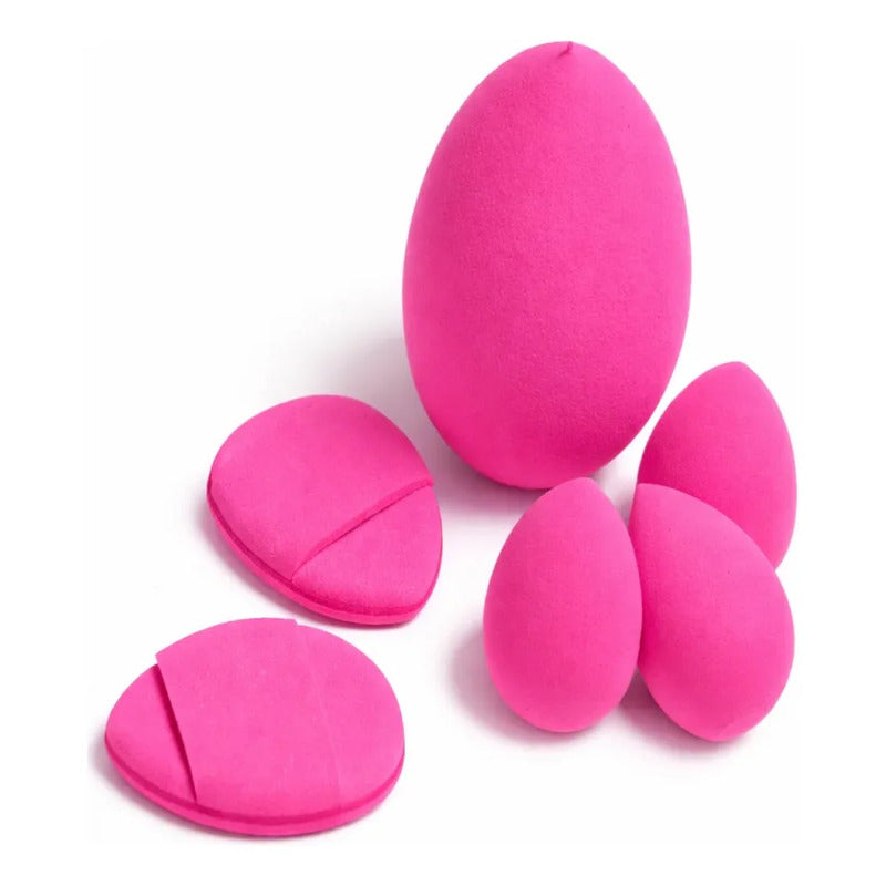 Set 6 Mini Esponjas Para Maquillaje Precision Base Corrector Fucsia Mini