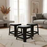 Piso De Plastico X3 Taburete Cuadrado Apilable Asiento 45cm Mate Texturizado Negro