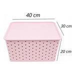 X2 Caja Plastica Organizadora Con Tapa Cesto Decobox 20 Ltrs Rosa Claro Cesto Decobox