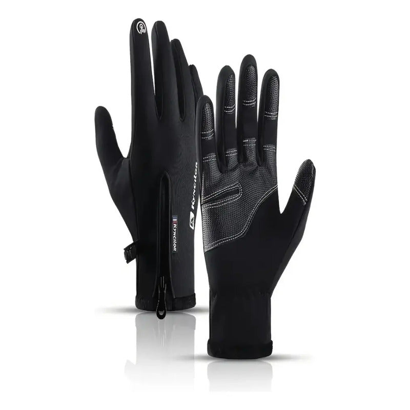 Guantes Térmicos Cuero Impermeables Touch Invierno Moto Negros Xl