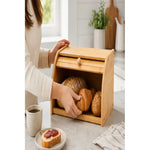 Caja Para Guardar Pan Panera Bambu Con Tapa Corrediza Curva Madera Tapa Corrediza