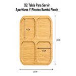 X3 Tabla  Para Servir Aperitivos Y Picoteo Bambú Picnic
