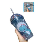 X2 Vaso Infantil Dinosaurio Acrilico Con Bombilla Luz 450ml