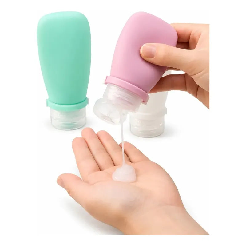 3 Botellas De Viaje Silicona Mini Dispensadores Vacío