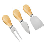 Tabla Para Picar Queso De Madera Bambú + 3 Utensilios Servir Liso Beige